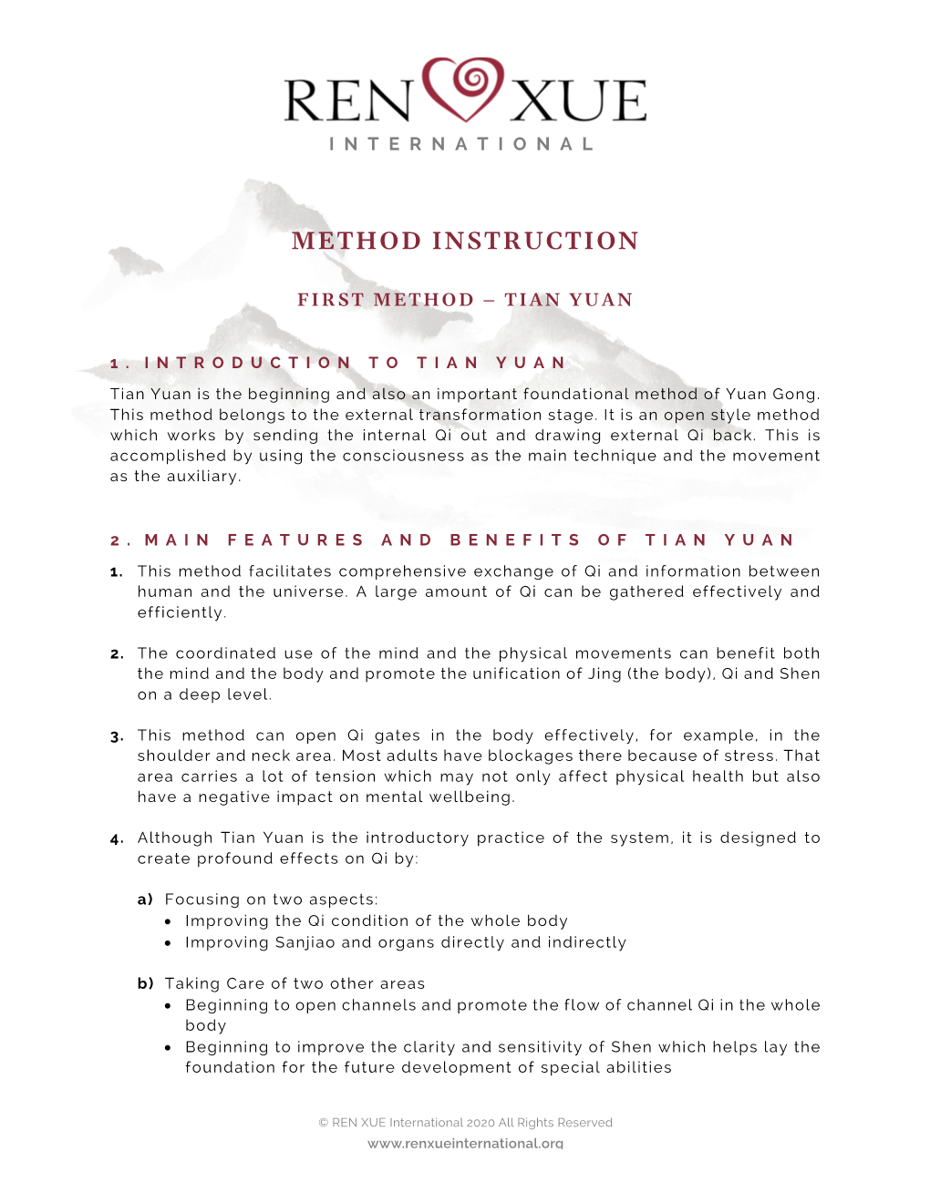 Ren Xue Method Instructions