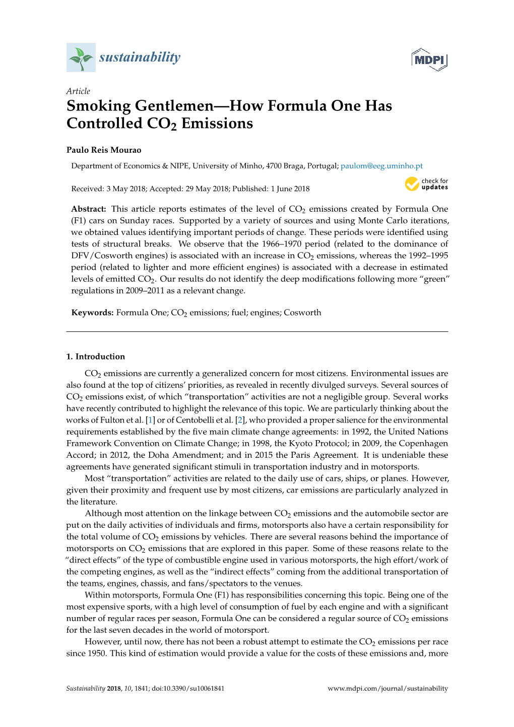 Smoking Gentlemen—How Formula One Has Controlled CO2 Emissions