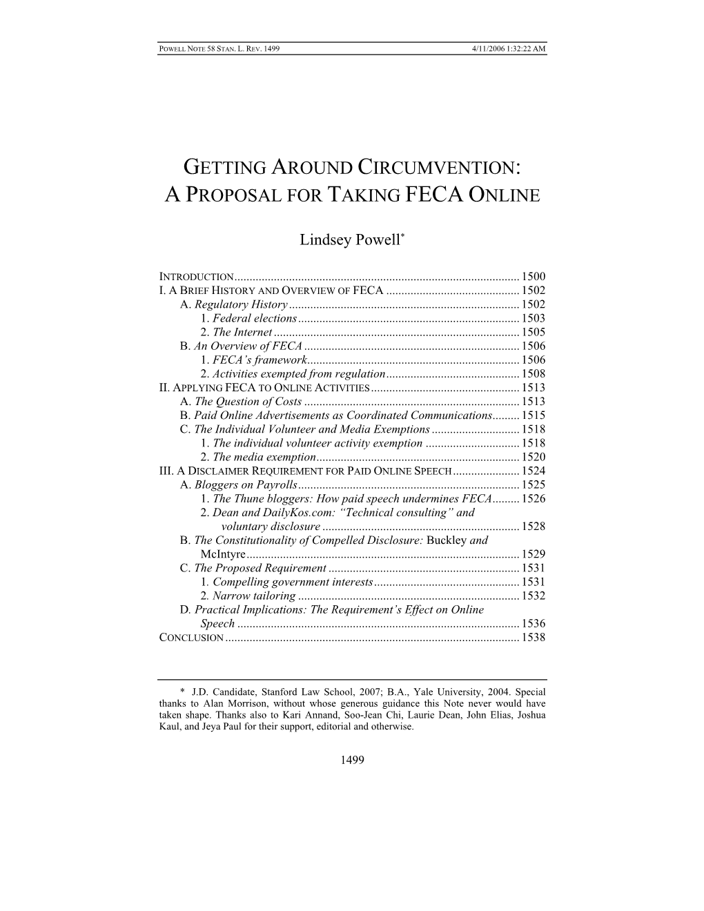 Getting Around Circumvention: a Proposal for Taking Feca Online