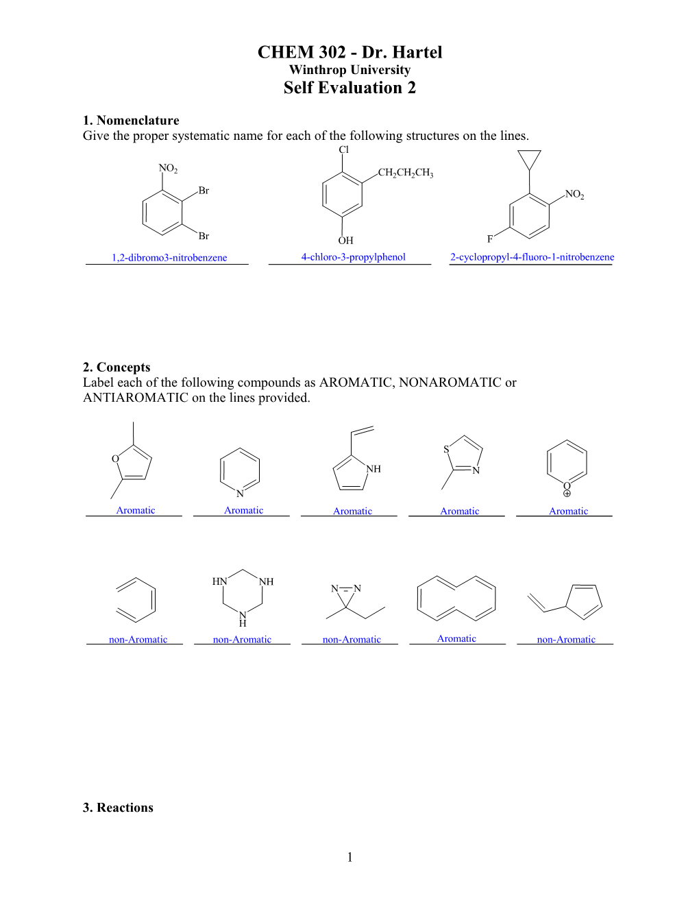 CHEM 302 - Dr. Hartel