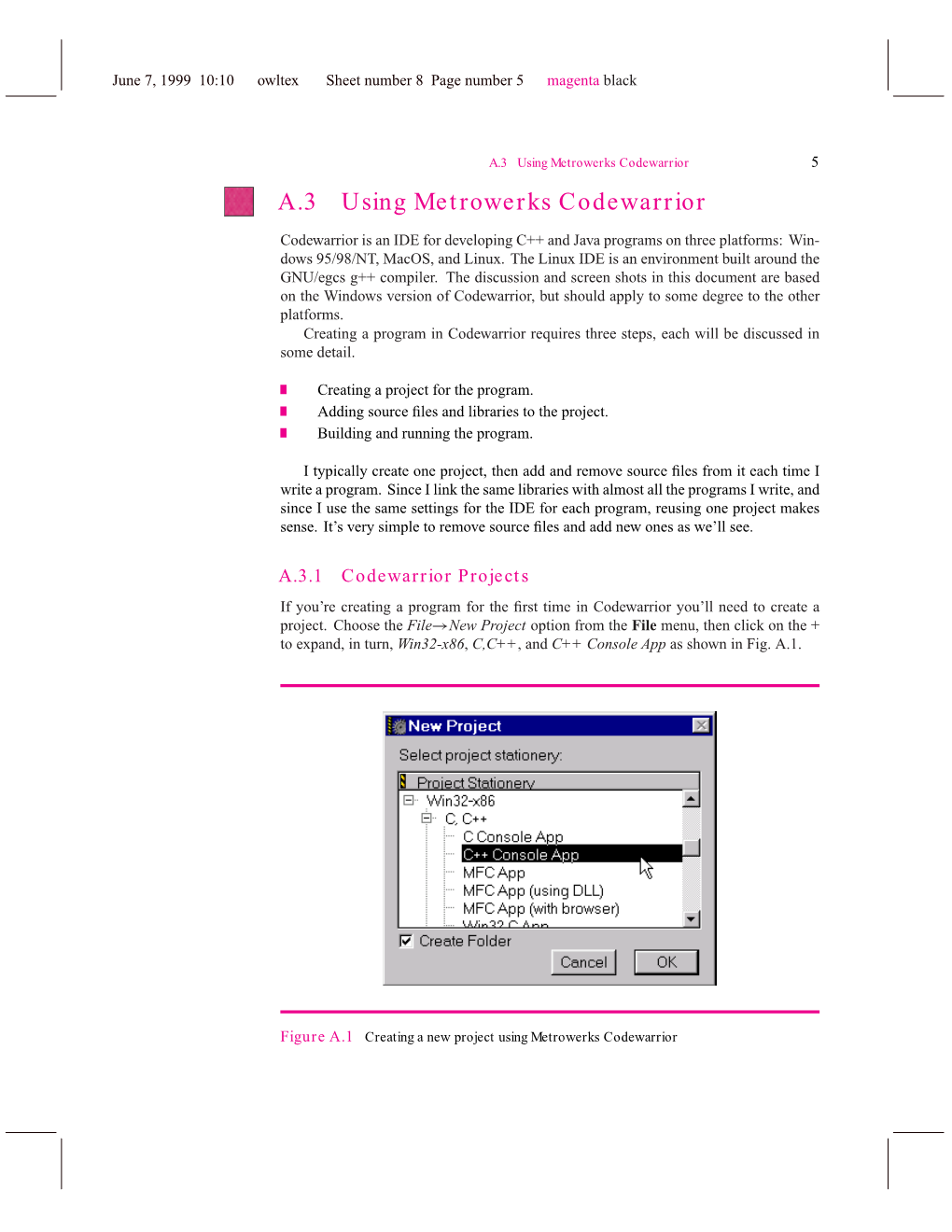 A.3 Using Metrowerks Codewarrior 5 A.3 Using Metrowerks Codewarrior