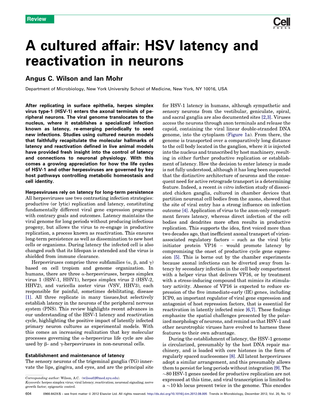 A Cultured Affair: HSV Latency and Reactivation in Neurons