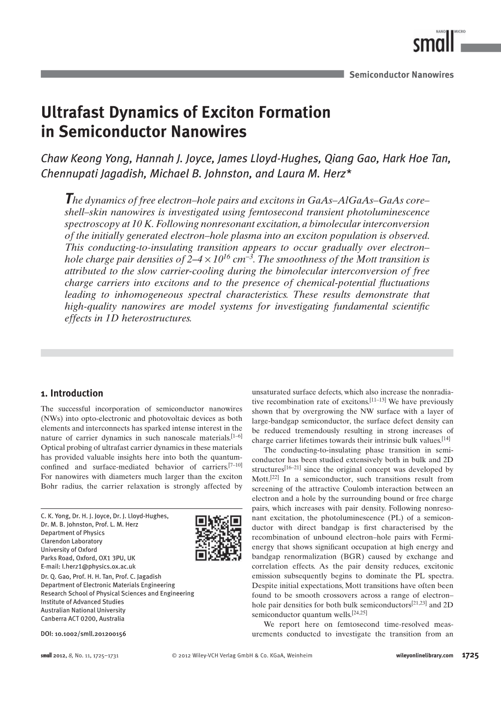 Ultrafast Dynamics of Exciton Formation in Semiconductor Nanowires