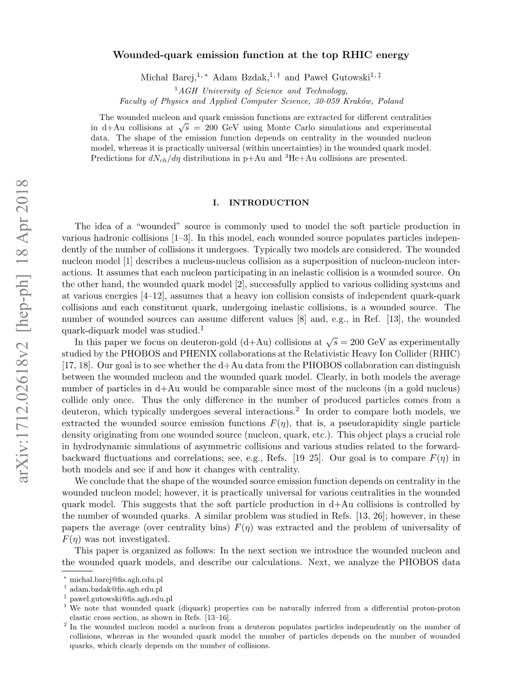 Arxiv:1712.02618V2 [Hep-Ph] 18 Apr 2018