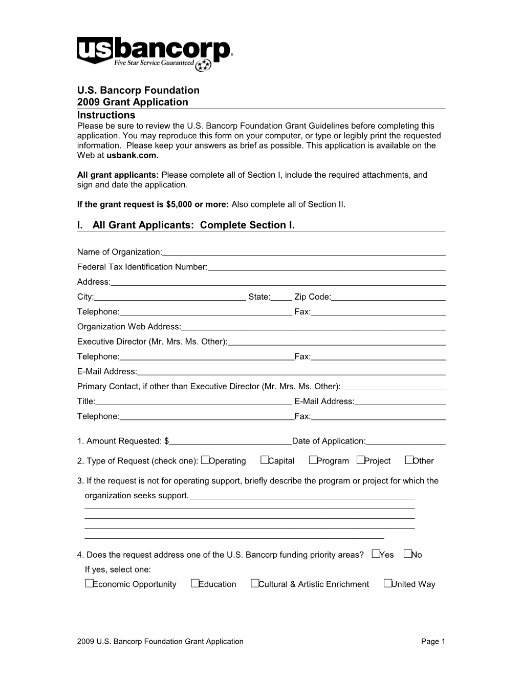 2009 Grant Application