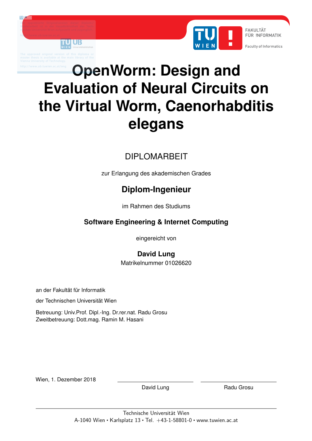 Openworm: Design and Evaluation of Neural Circuits on the Virtual Worm, Caenorhabditis Elegans