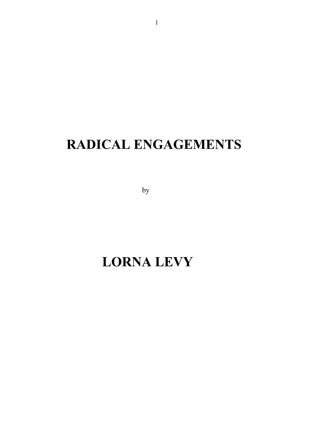 Radical Engagements Lorna Levy