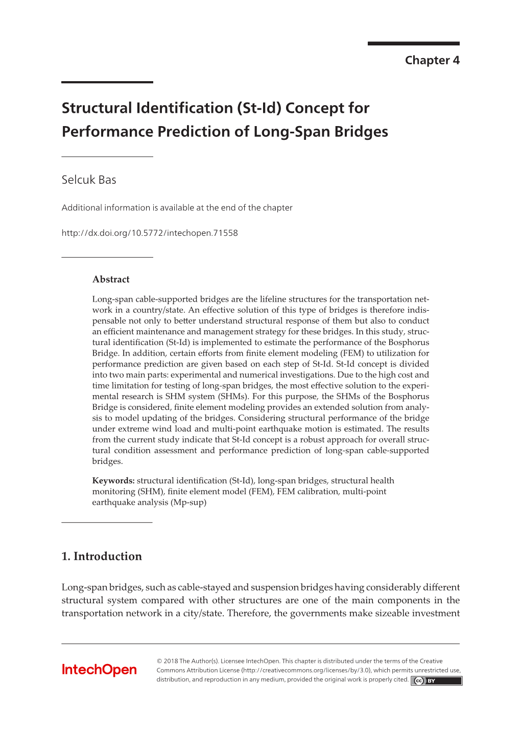 Structural Identification (St-Id) Concept for Performance Prediction of Long-Span Bridges 45