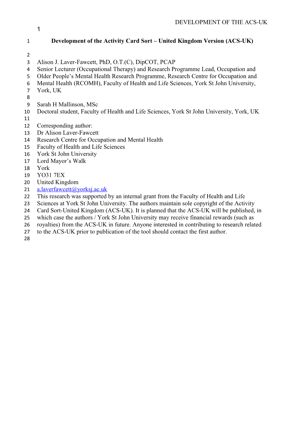 Development of the Activity Card Sort United Kingdom Version (ACS-UK)