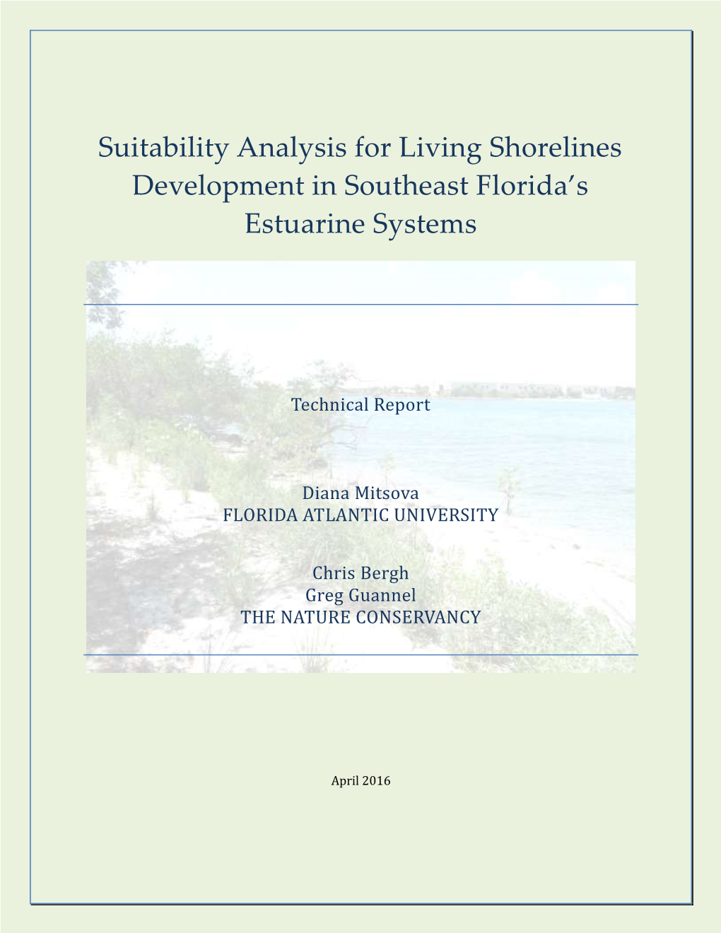 Suitability Analysis for Living Shorelines Development in Southeast Florida’S Estuarine Systems