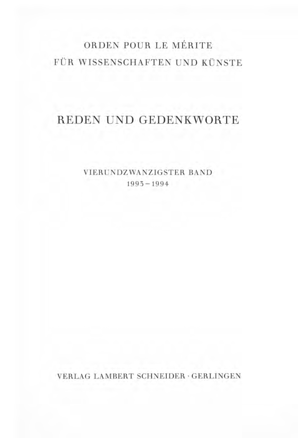 Reden Und Gedenkworte