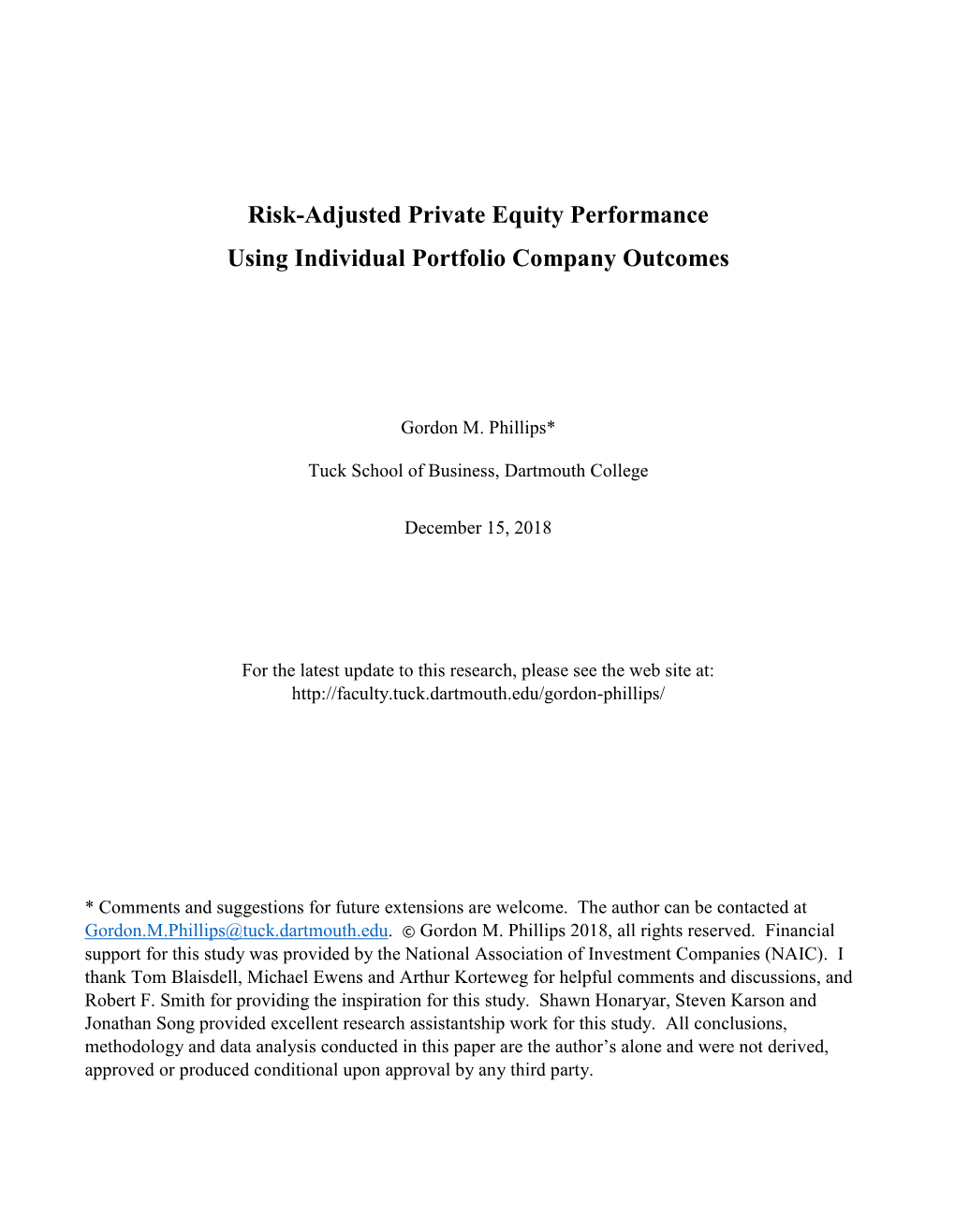 Risk-Adjusted Private Equity Performance Using Individual Portfolio Company Outcomes