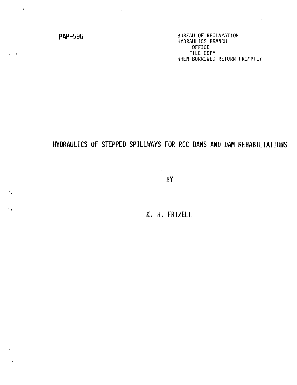 Pap-596 Hydraulics of Stepped Spillways for Rcc Dams