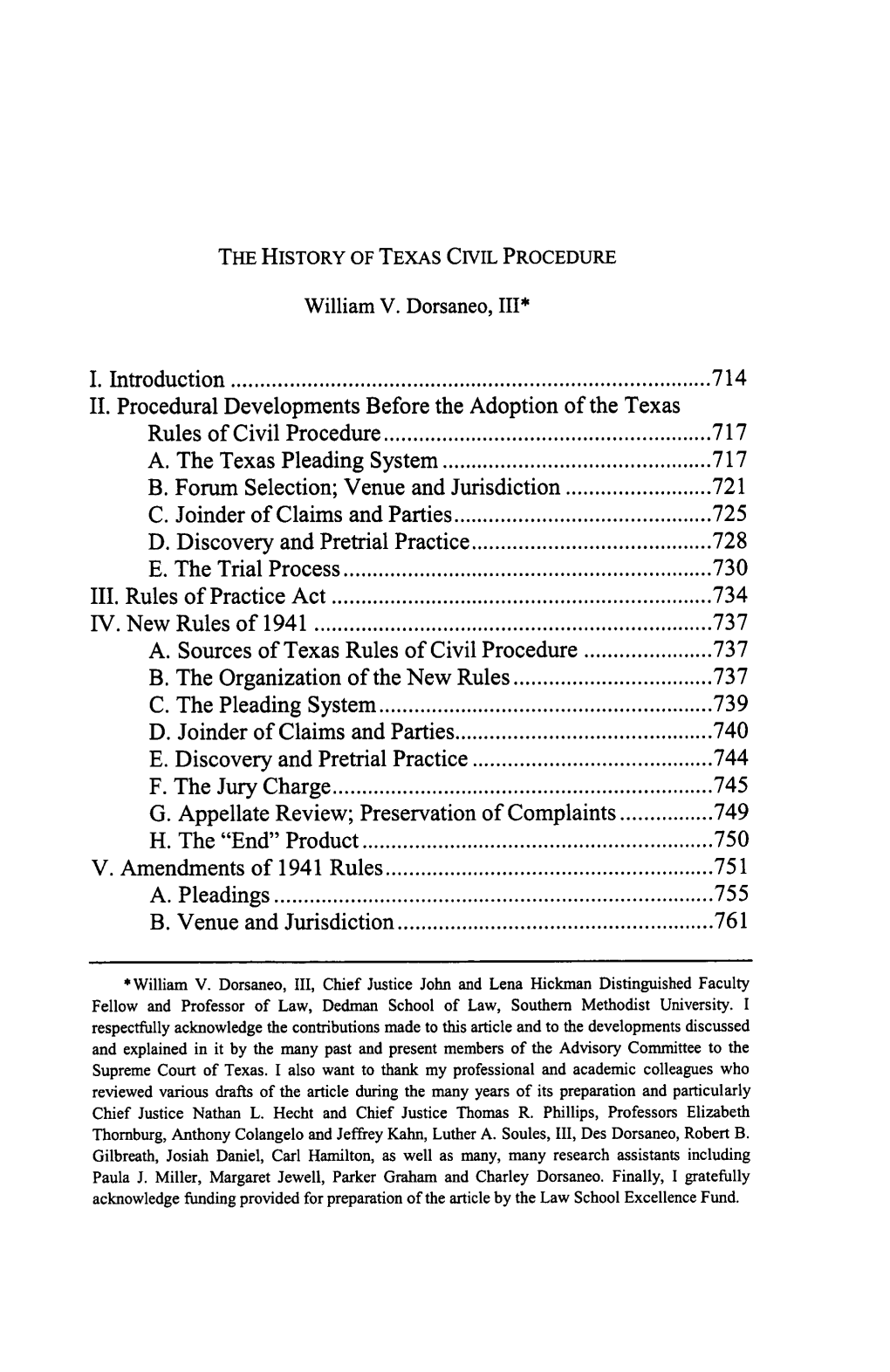 The History of Texas Civil Procedure