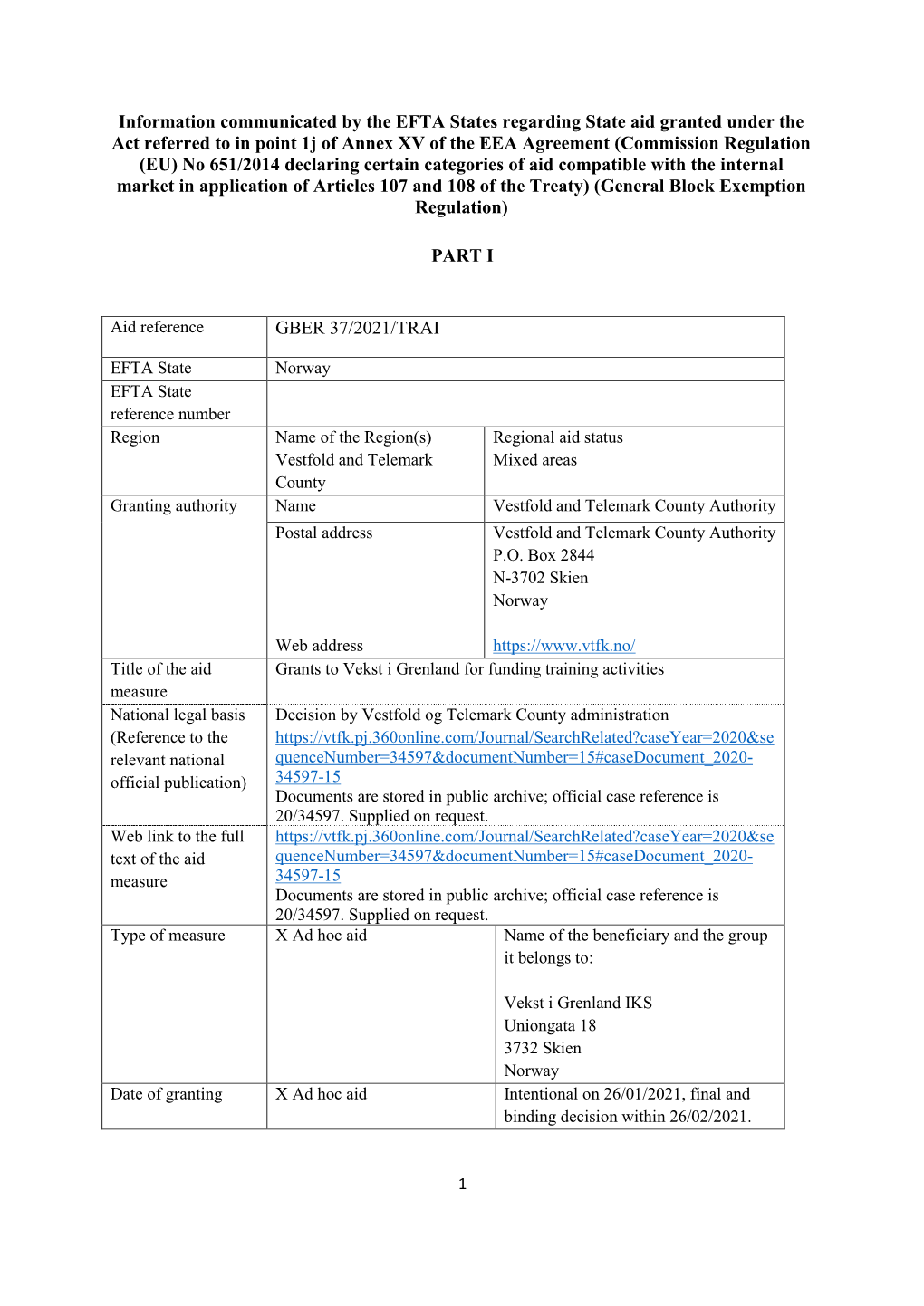 GBER 37/2021/TRAI Date