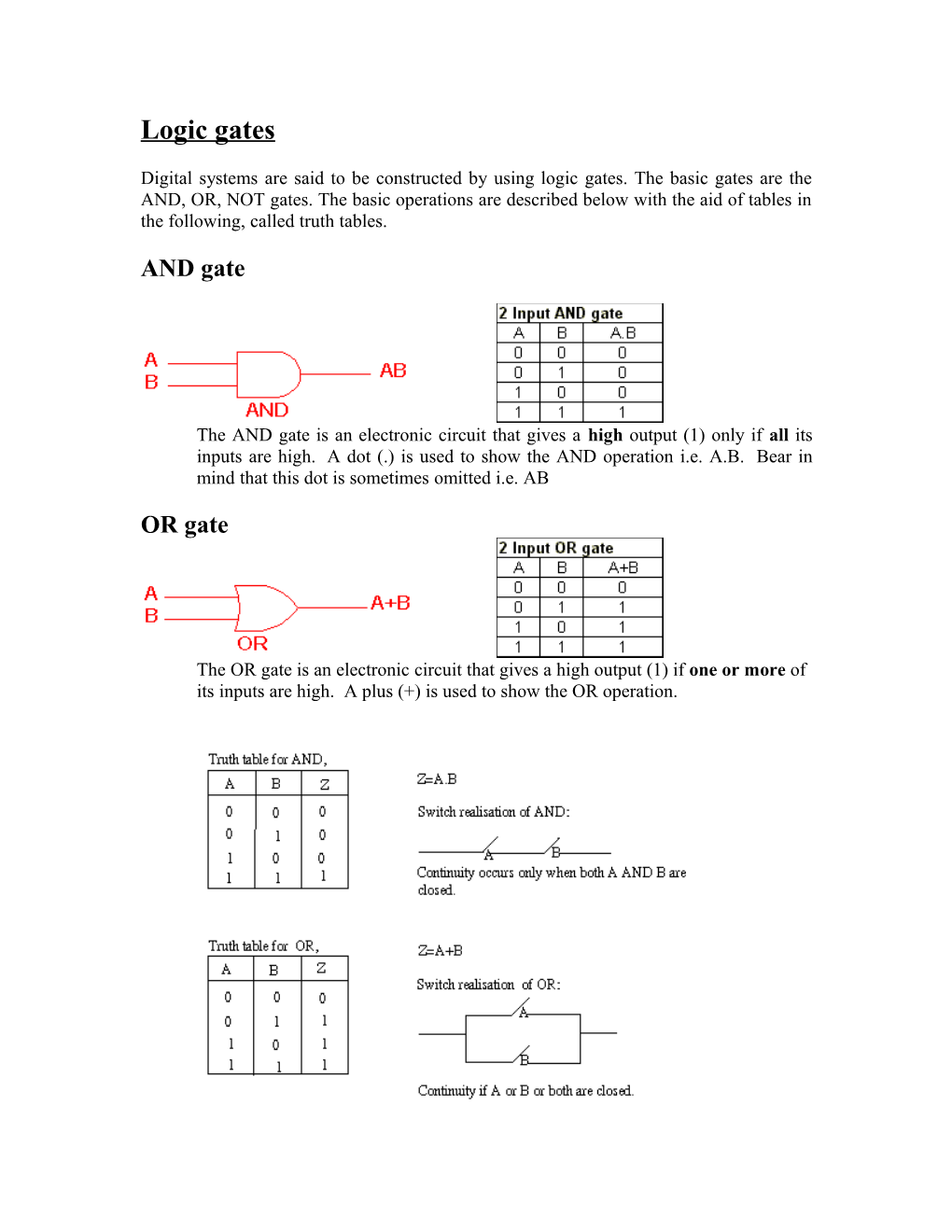 Digital Systems Are Said to Be Constructed by Using Logic Gates. the Basic Gates Are The