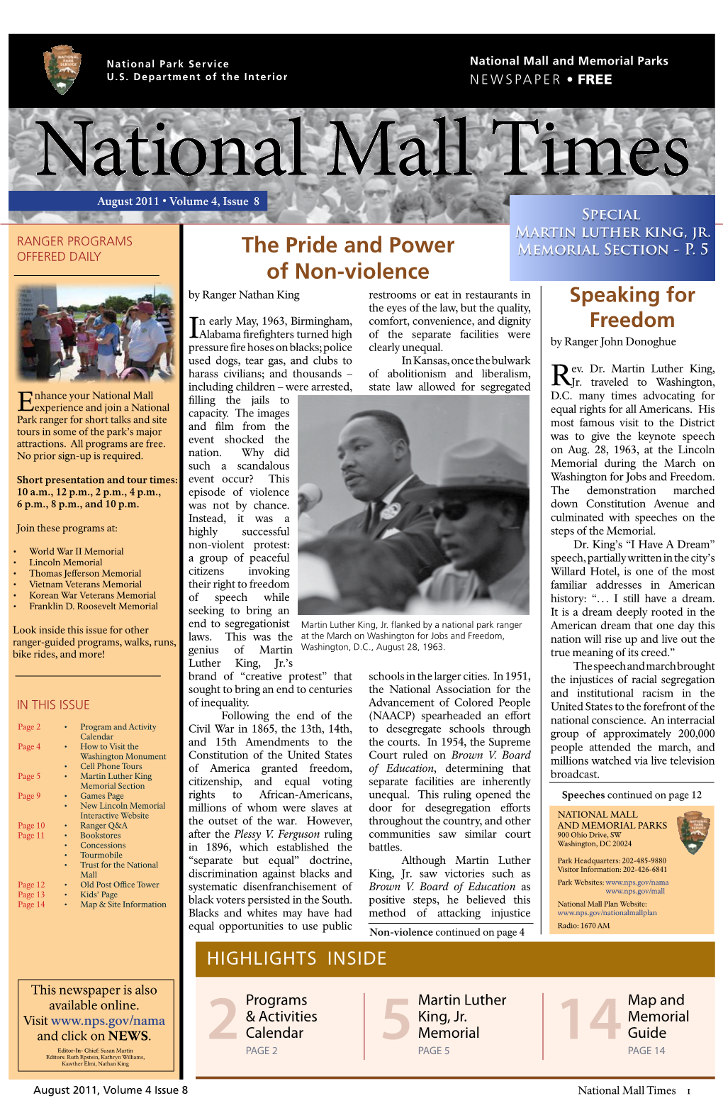 August 2011 • Volume 4, Issue 8 Special Martin Luther King, Jr