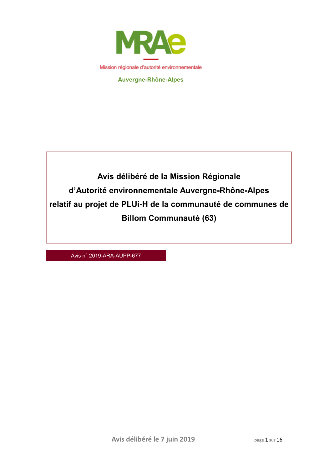 Avis Délibéré De La Mission Régionale D'autorité Environnementale