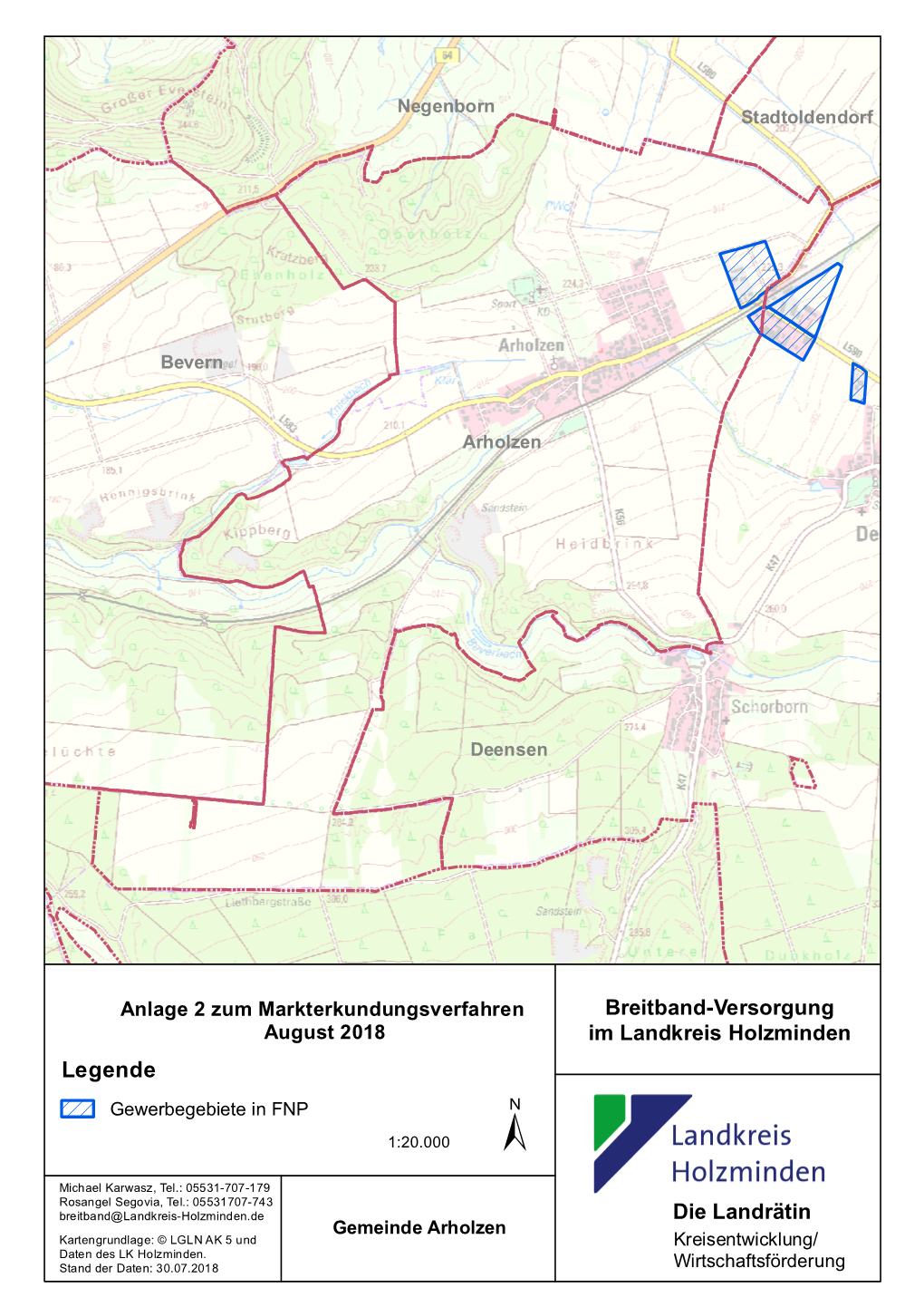 Legende Gewerbegebiete in FNP 1:20.000 ±