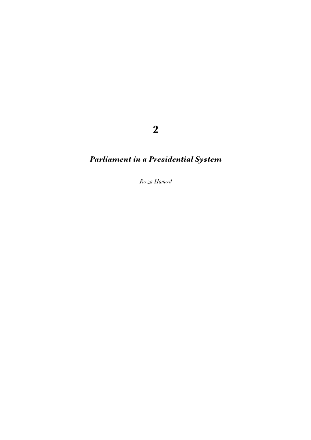 Parliament in a Presidential System