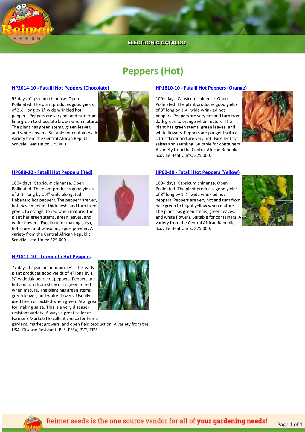 Reimer Seeds Catalog