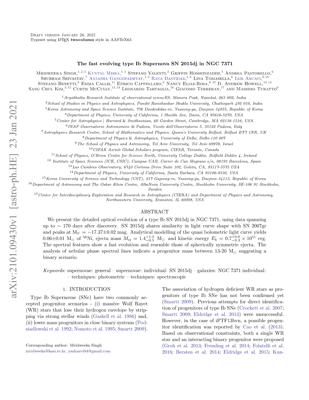 The Fast Evolving Type Ib Supernova SN 2015Dj in NGC 7371