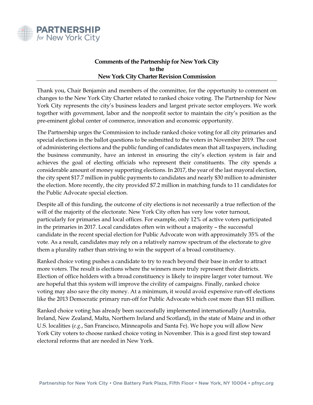 Written Testimony of “A Coalition of New York City