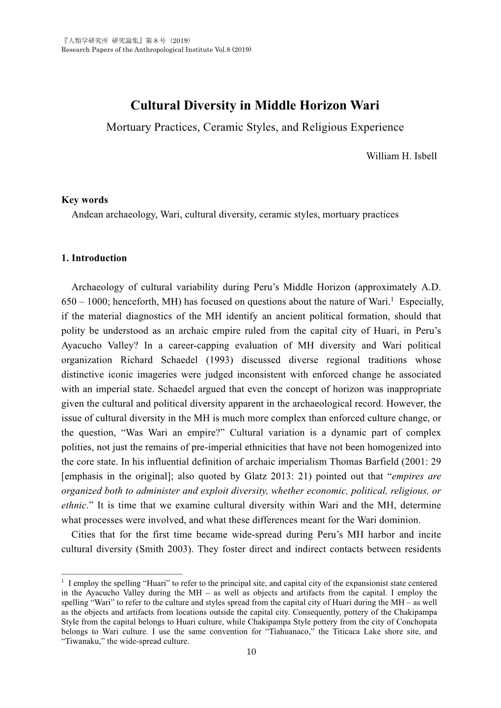 Cultural Diversity in Middle Horizon Wari Mortuary Practices, Ceramic Styles, and Religious Experience