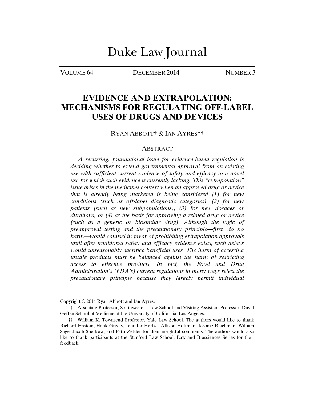 Mechanisms for Regulating Off-Label Uses of Drugs and Devices