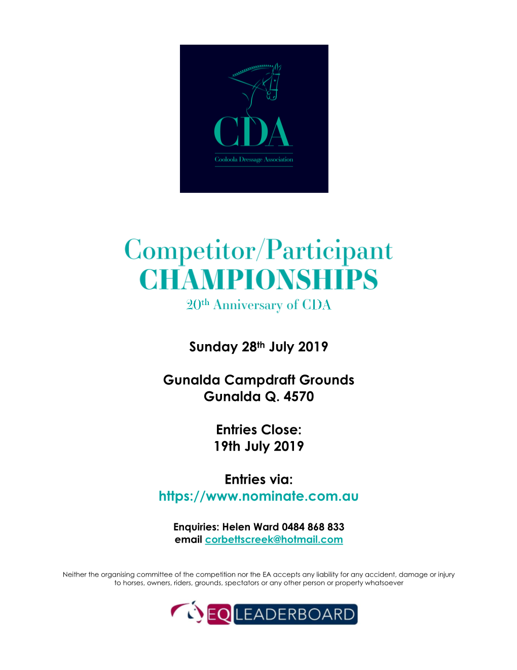 Sunday 28Th July 2019 Gunalda Campdraft Grounds Gunalda Q. 4570 Entries Close: 19Th July 2019 Entries Via