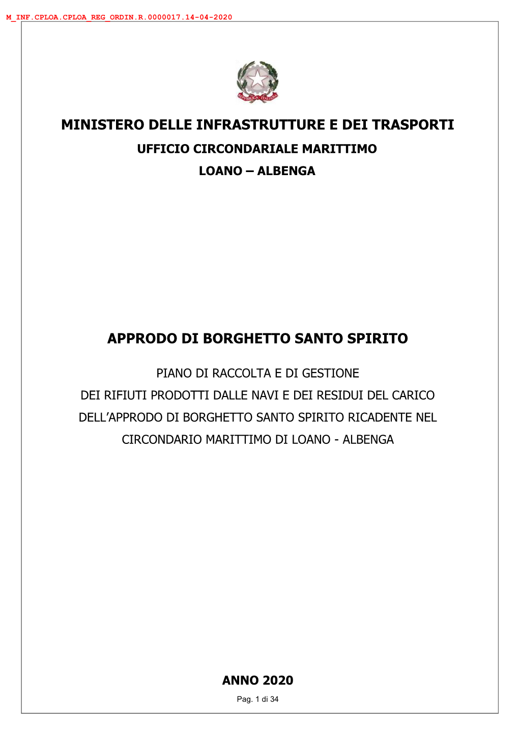 Ministero Delle Infrastrutture E Dei Trasporti Approdo Di Borghetto Santo Spirito