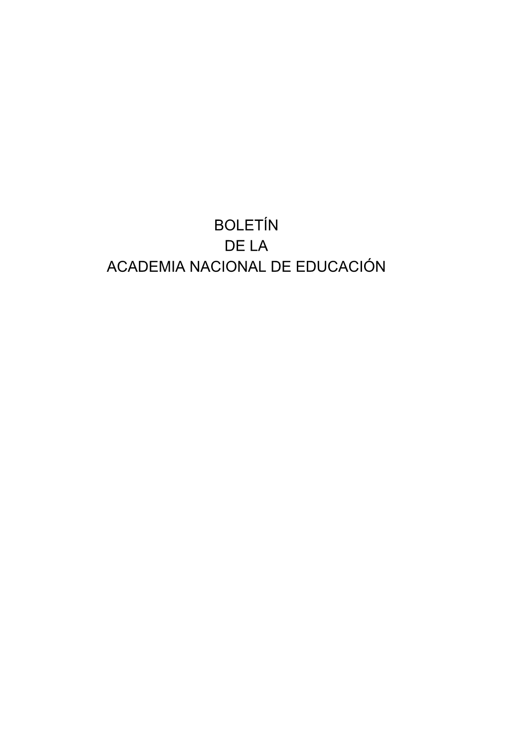 Boletín De La Academia Nacional De Educación