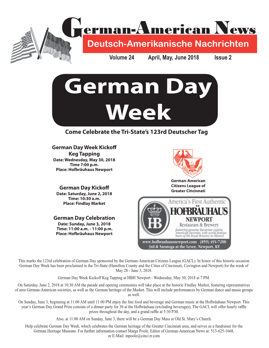 German Day Week Come Celebrate the Tri-State’S 123Rd Deutscher Tag