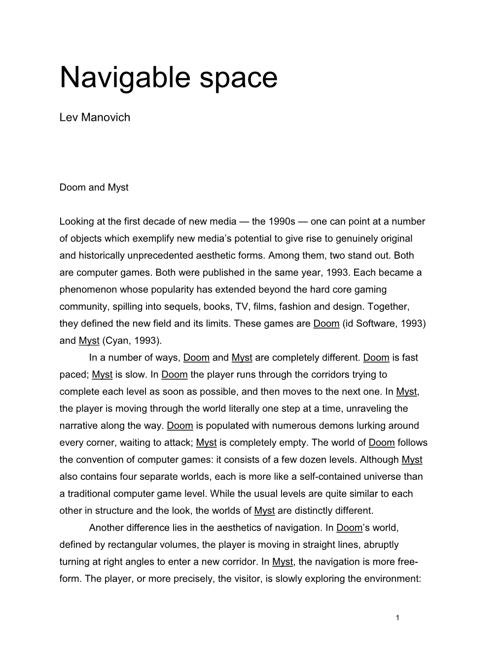 Navigable Space