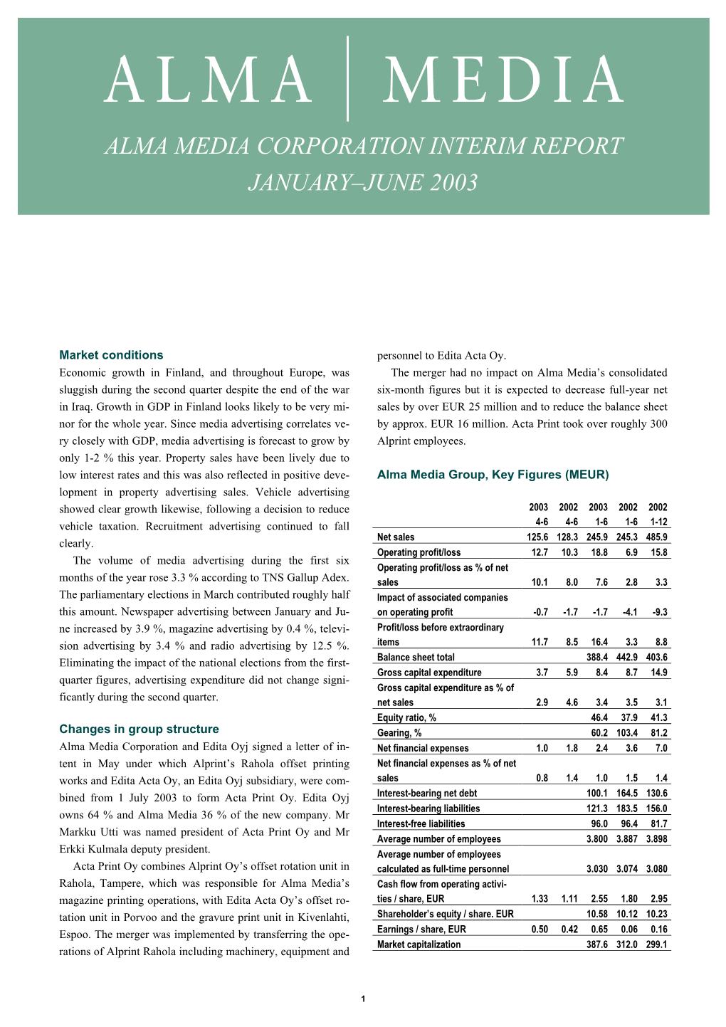 Alma Media Oyj:N Osavuosikatsaus Tammi