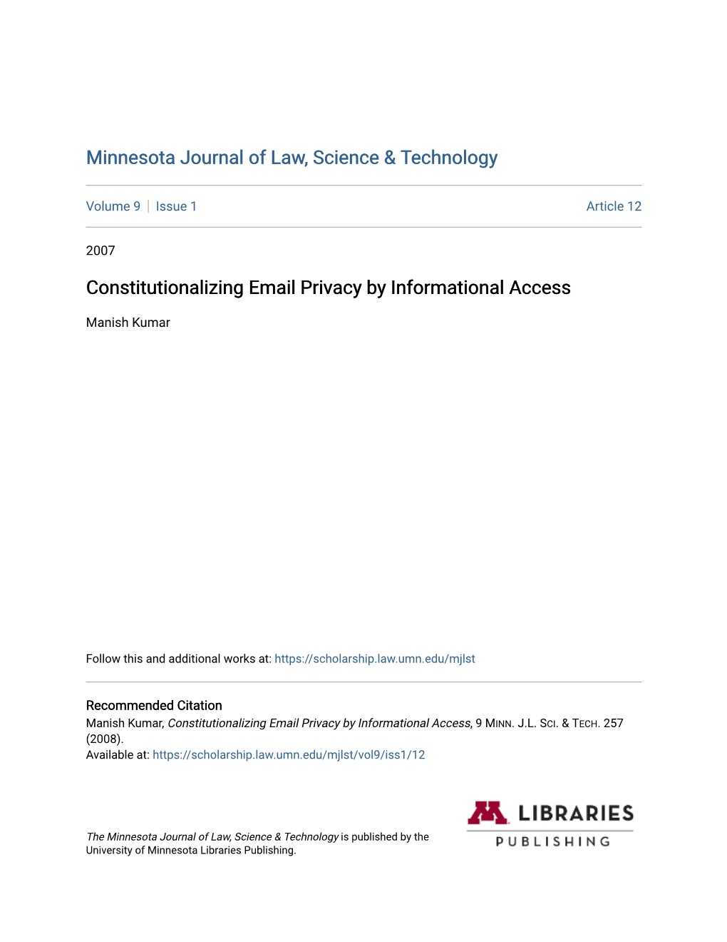 Constitutionalizing Email Privacy by Informational Access