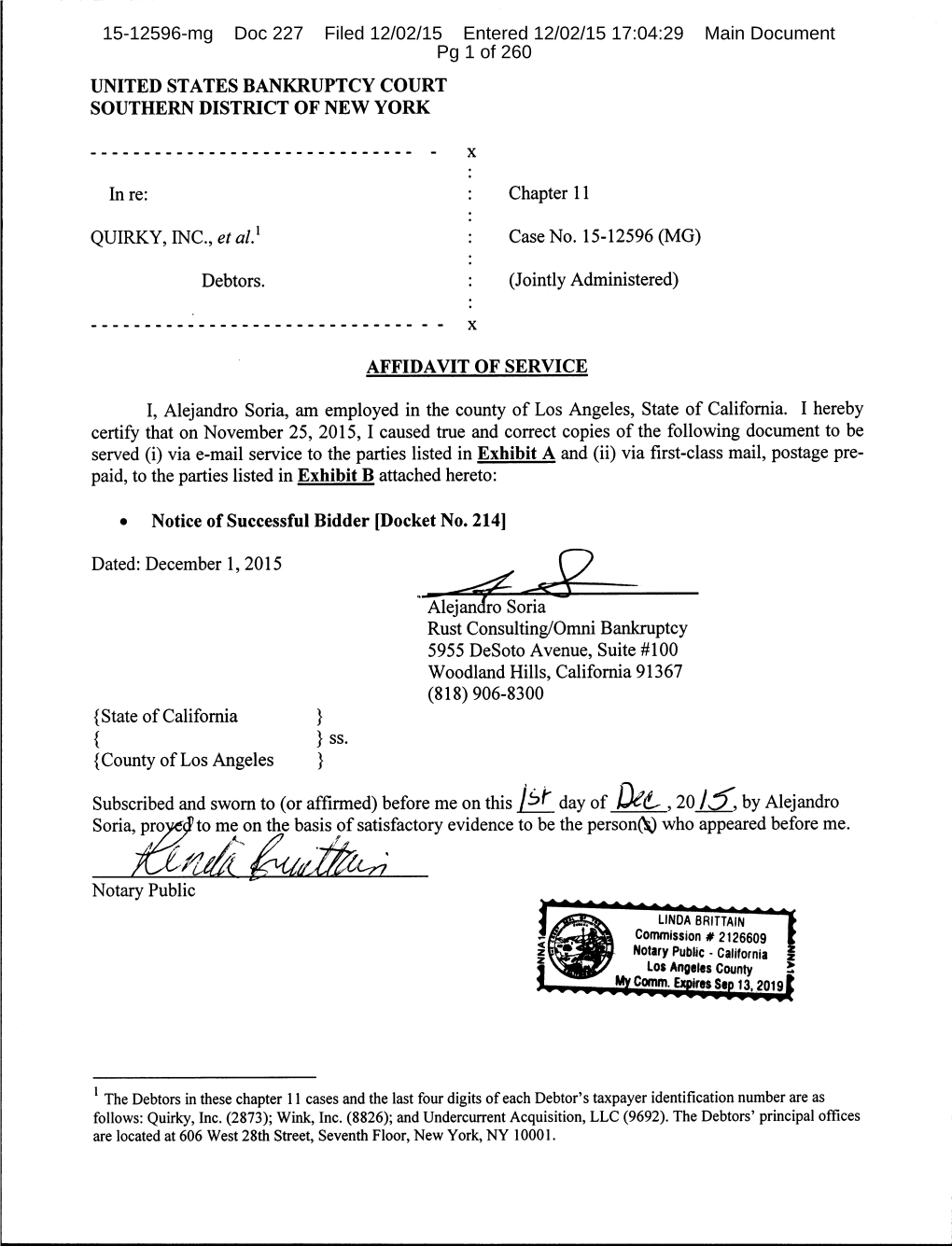 15-12596-Mg Doc 227 Filed 12/02/15 Entered 12