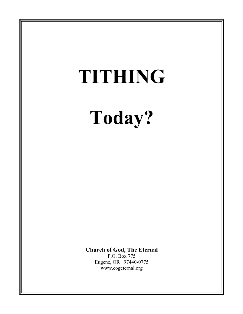 Tithing Today?