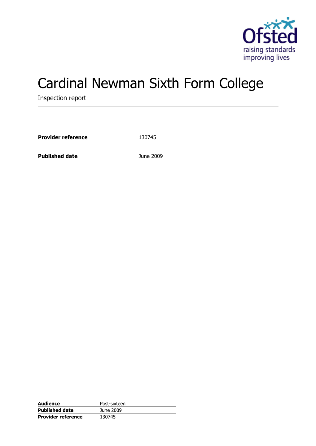 Cardinal Newman Sixth Form College Inspection Report