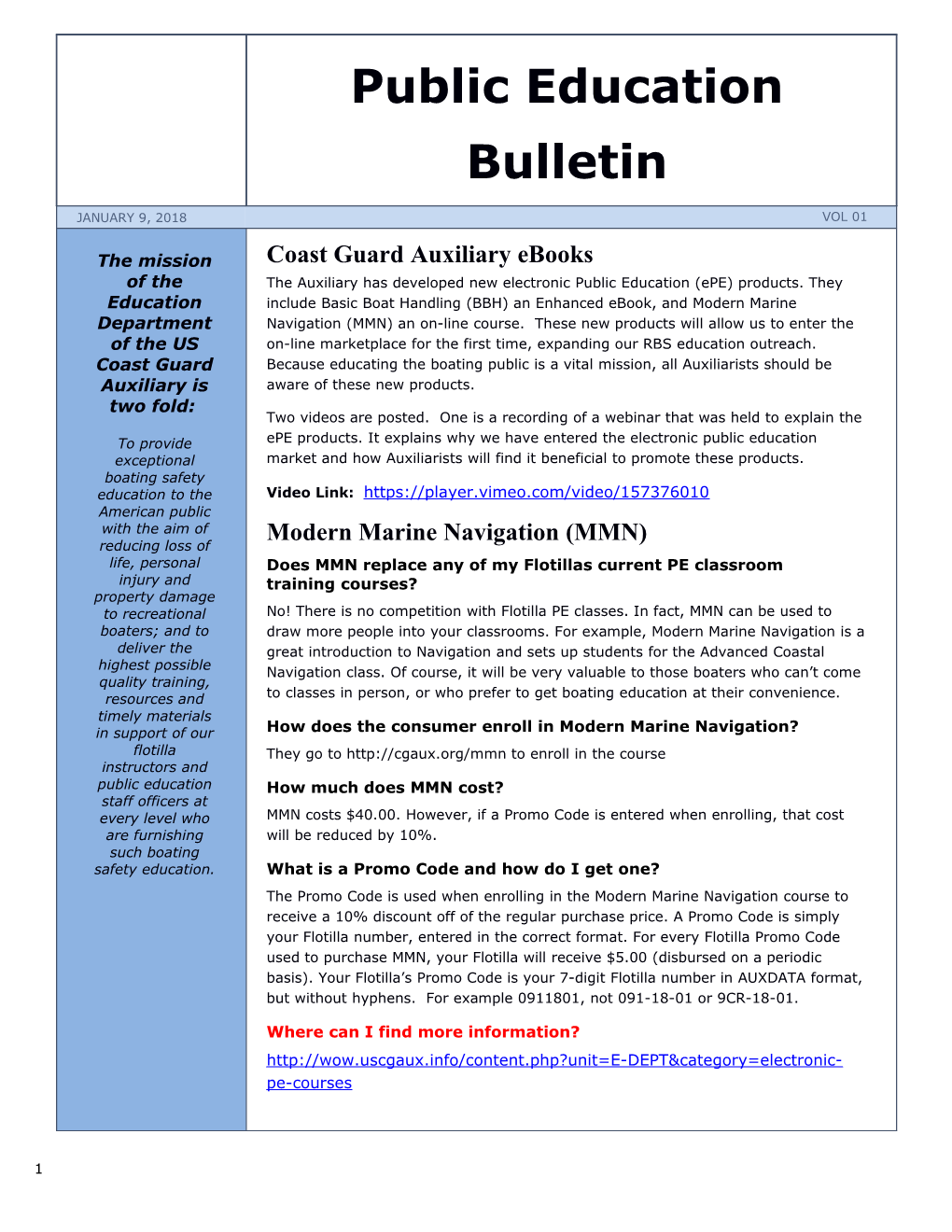 Public Education Bulletin