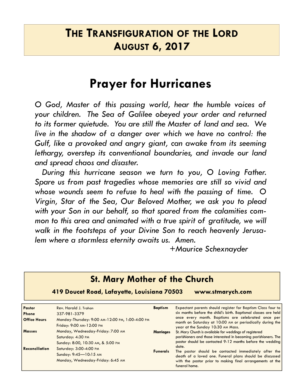 Prayer for Hurricanes