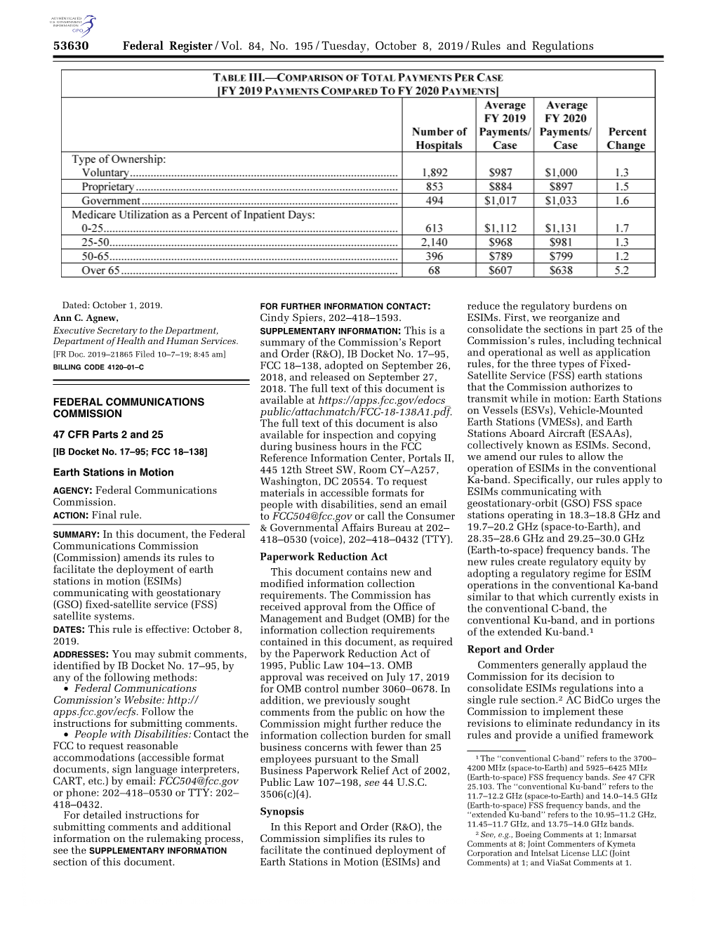 Federal Register/Vol. 84, No. 195/Tuesday, October 8, 2019