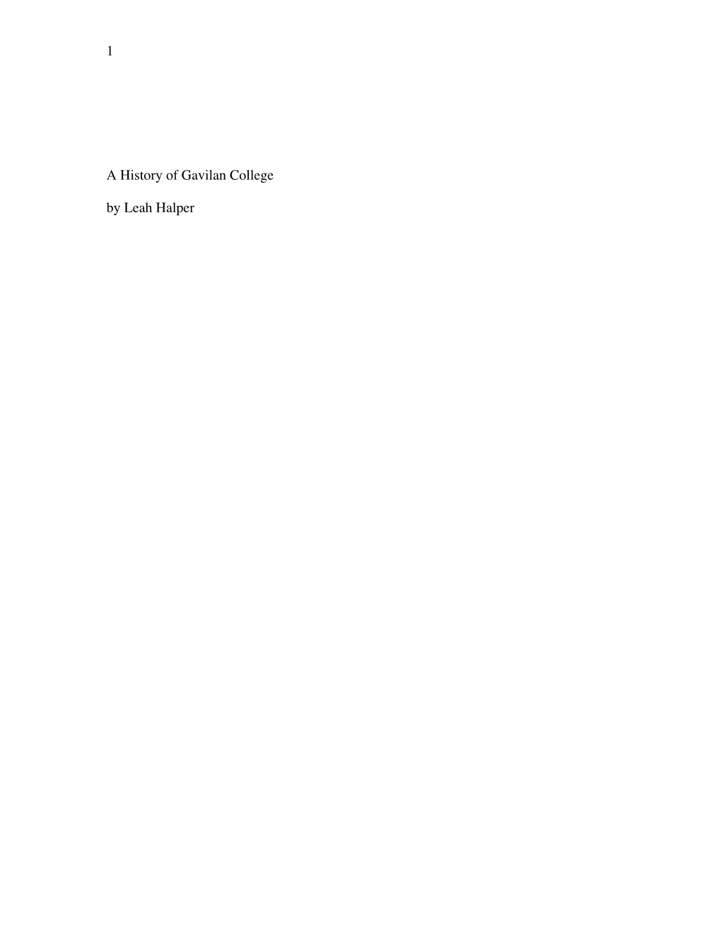 History of Gavilan College by Leah Halper