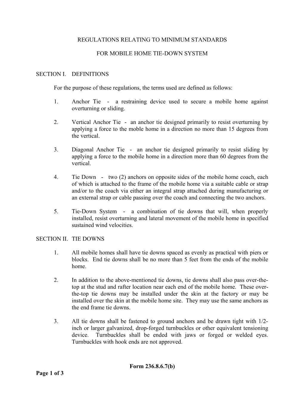 Regulations Relating to Minimum Standards