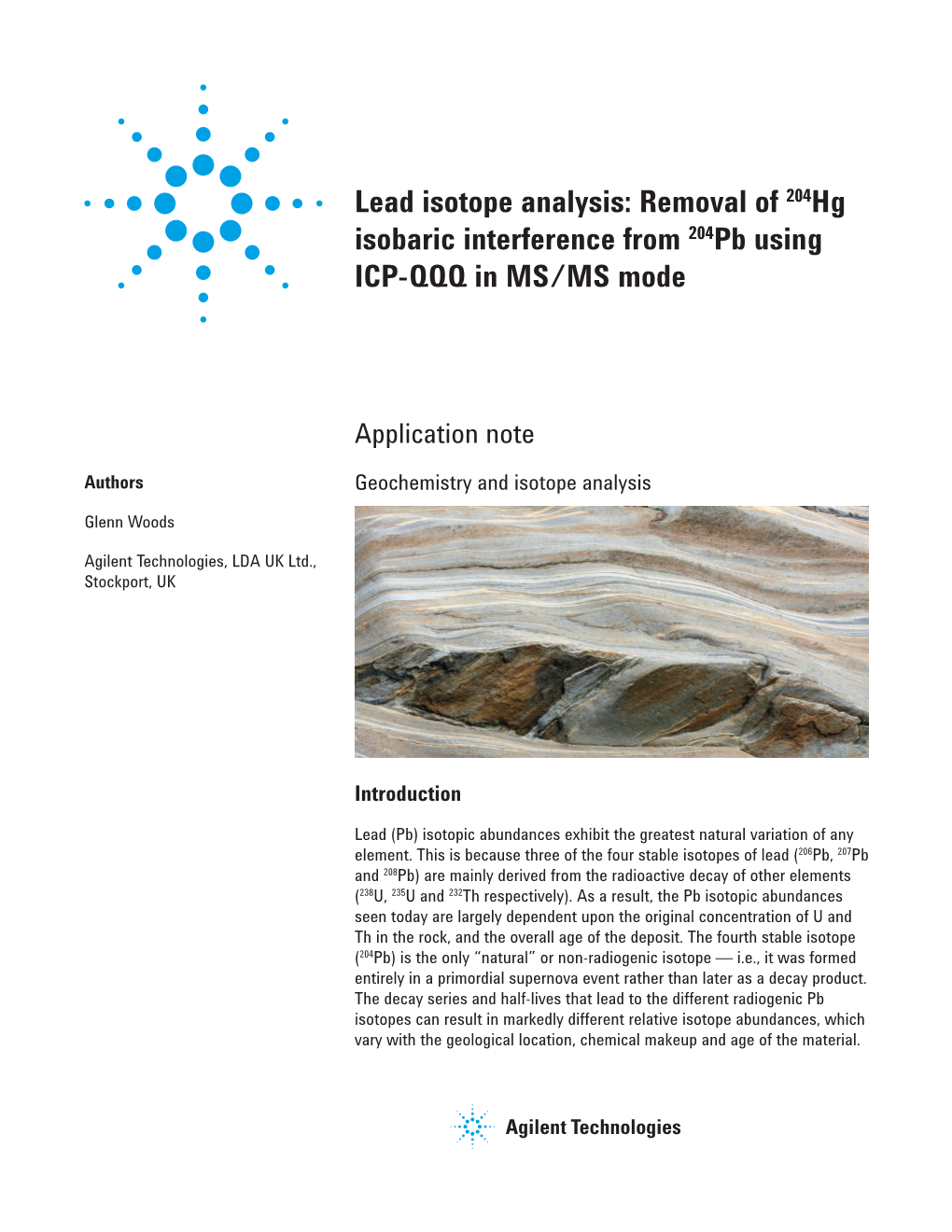 Lead Isotope Analysis: Removal of 204Hg Isobaric Interference from 204Pb Using ICP-QQQ in MS/MS Mode