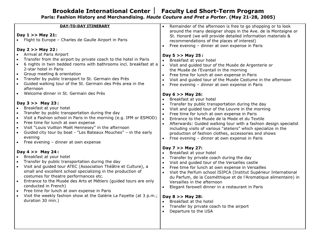 Brookdale International Center Faculty Led Short-Term Program s1