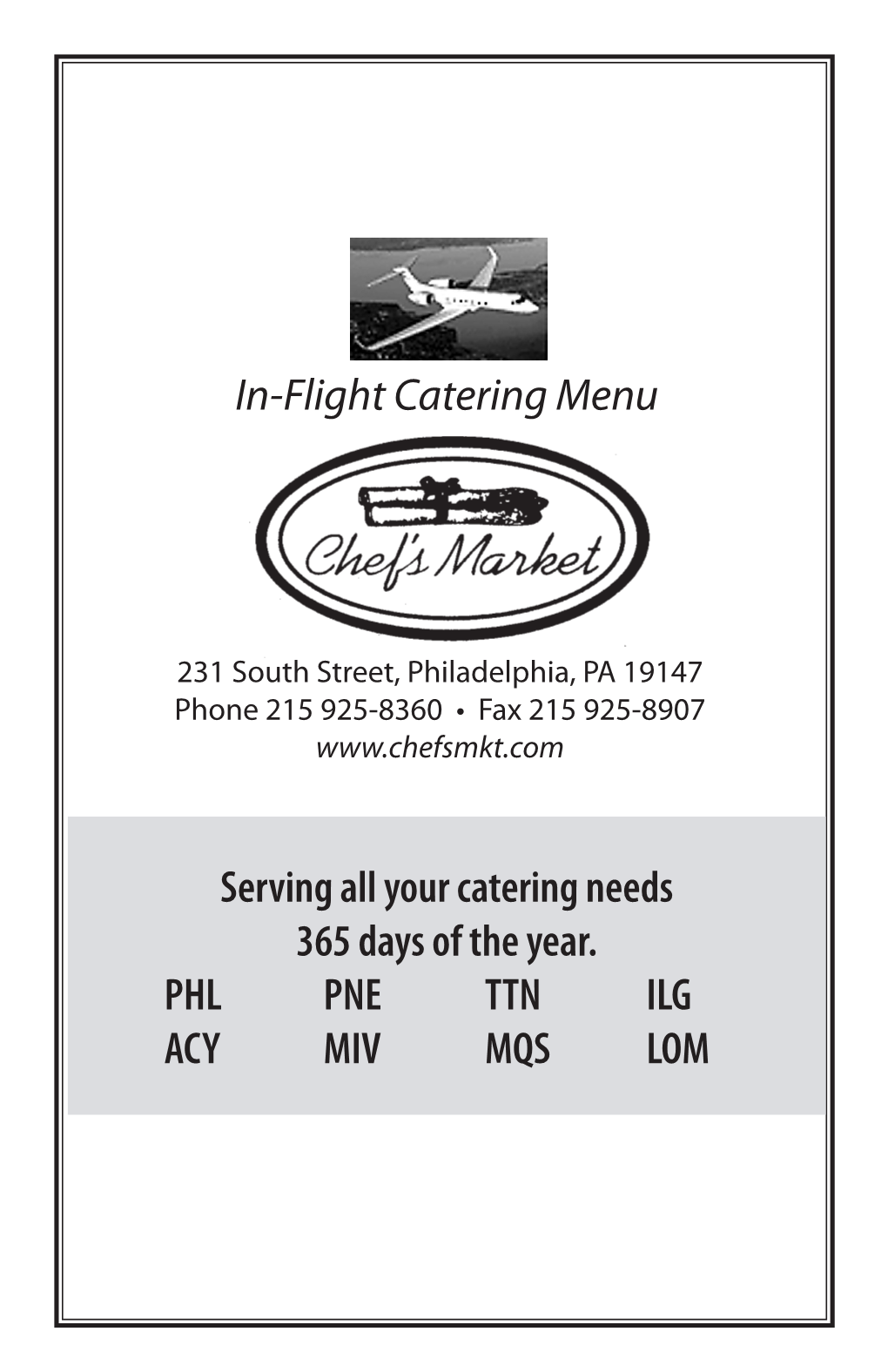 In-Flight Catering Menu Serving All Your Catering Needs 365 Days of The