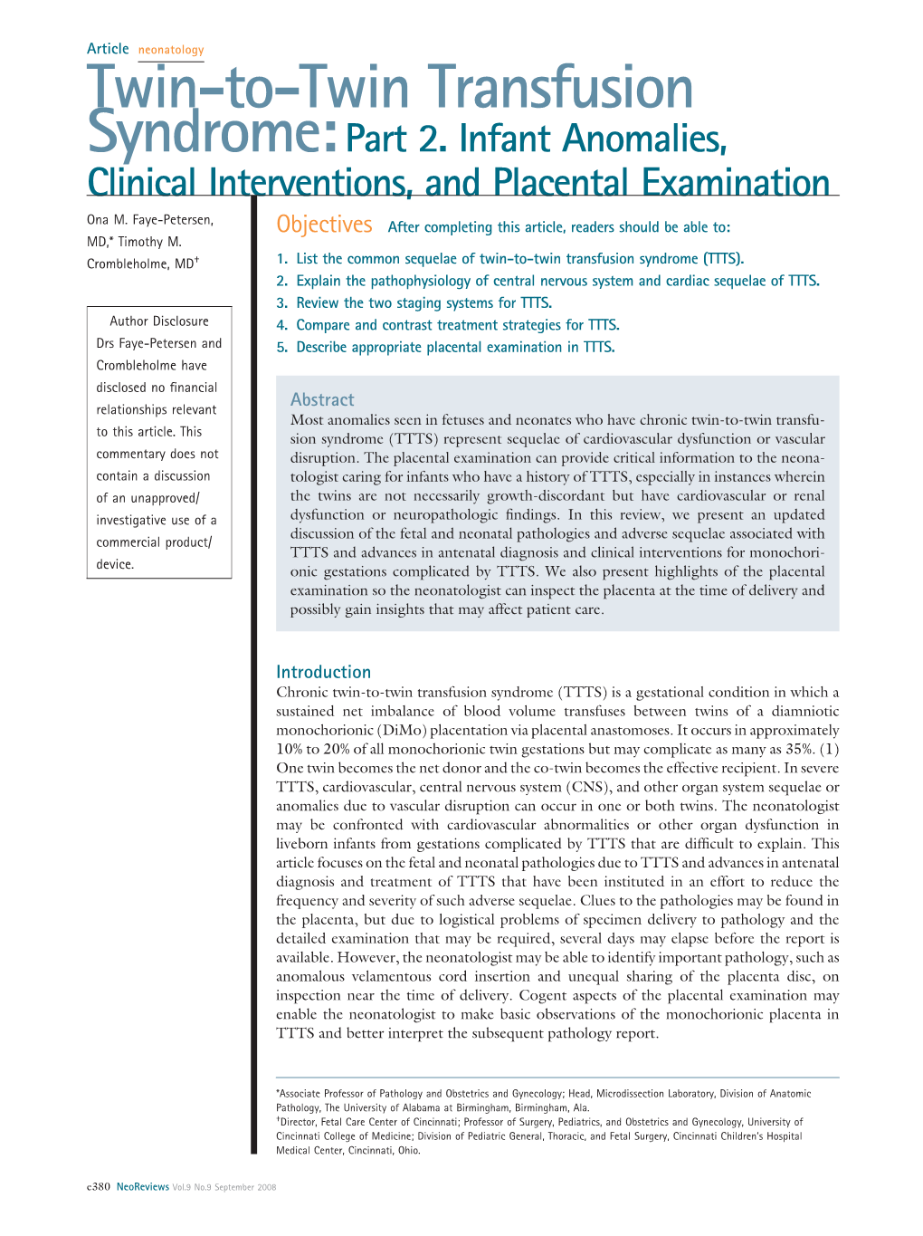 Twin-To-Twin Transfusion Syndrome: Part 2