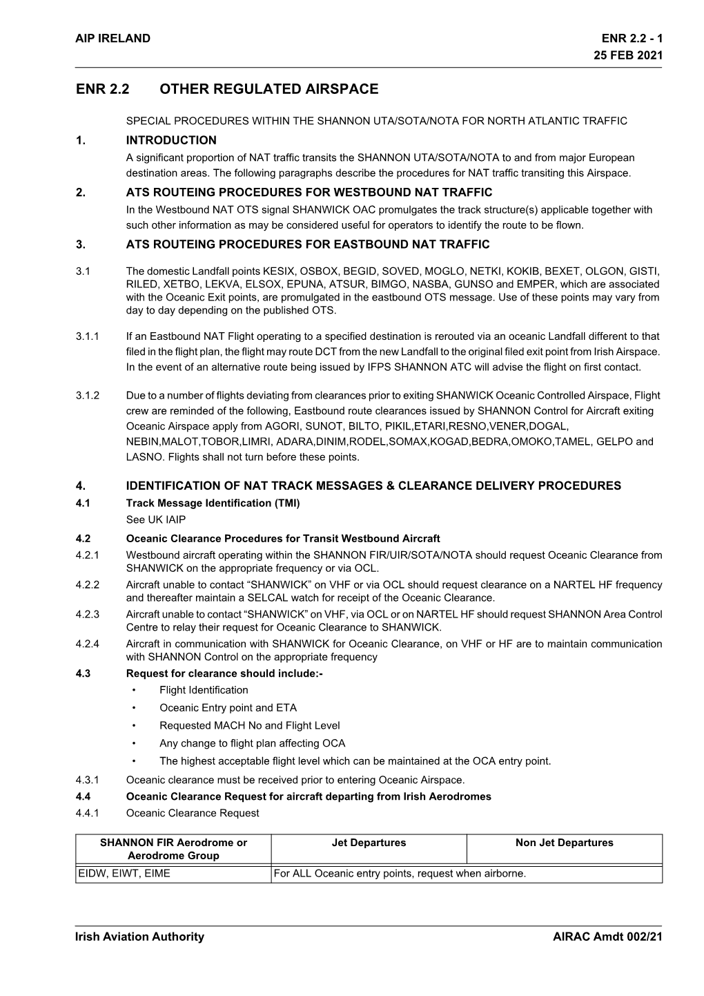 Enr 2.2 Other Regulated Airspace