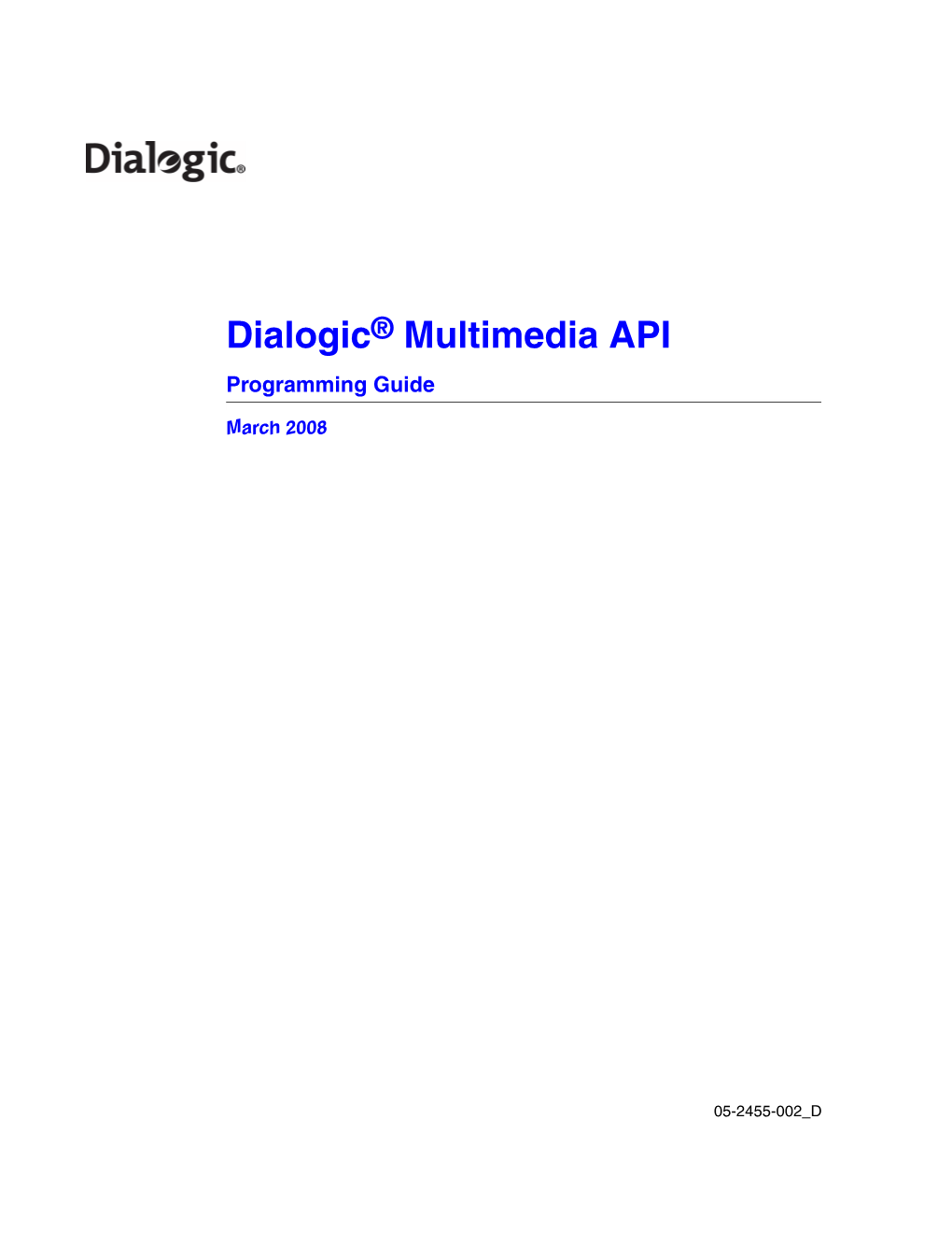 Dialogic Multimedia API Programming Guide